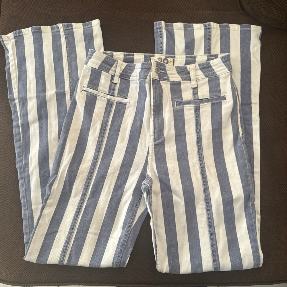 Free People Striped Jeans with Red Star Patch - Picture 2 of 7